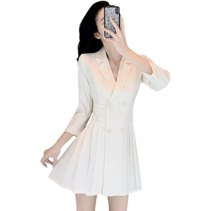 Robe mini plissée croisée pour femmes Chic und Stil