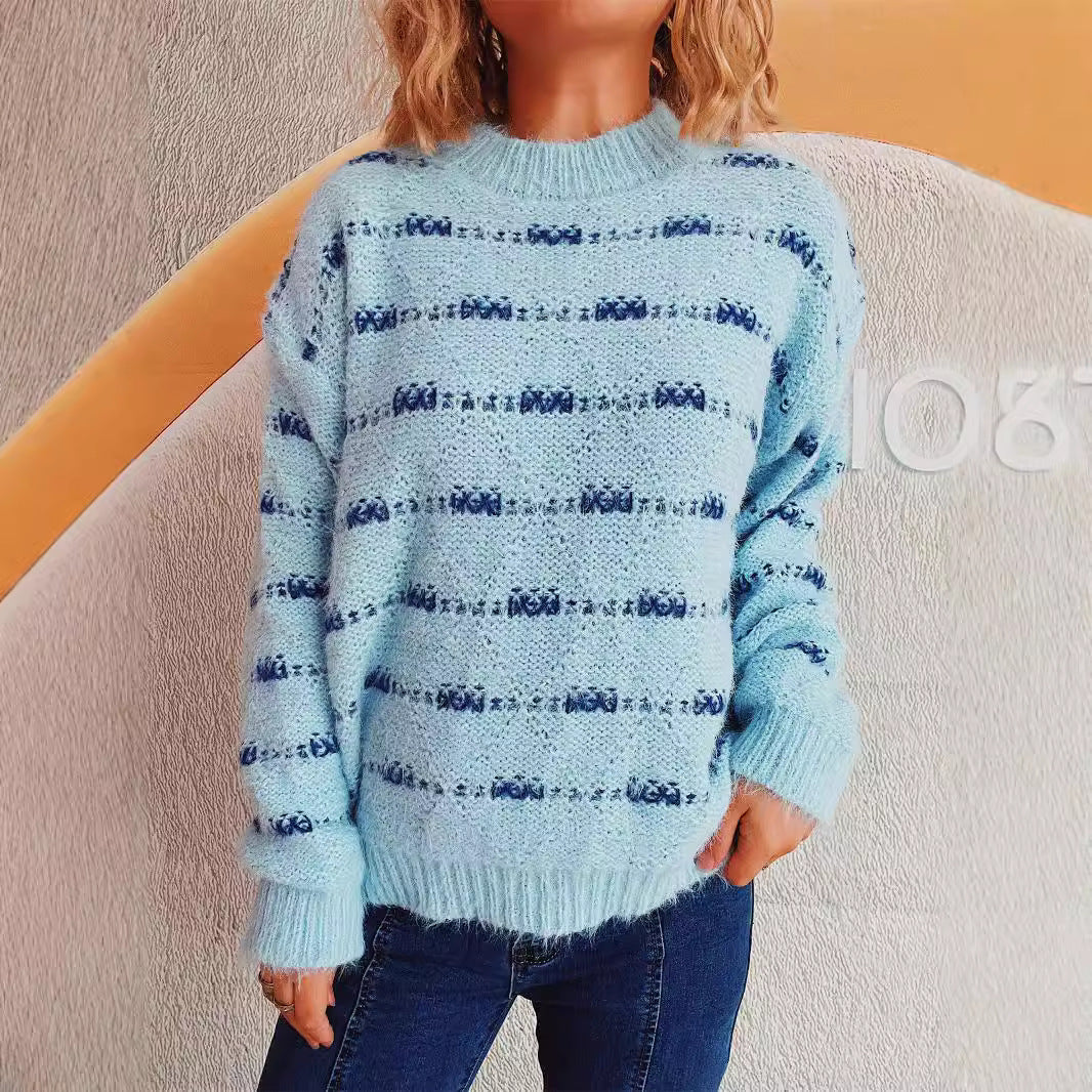 Pull femme en mohair doux avec motif à rayures moderne Chic und Stil