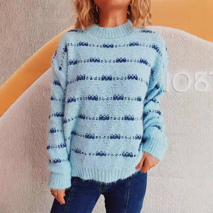 Pull femme en mohair doux avec motif à rayures moderne Chic und Stil