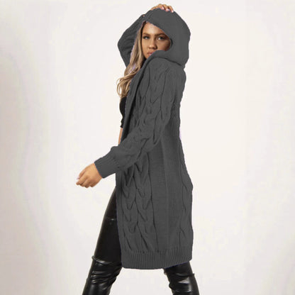 Dames gros tricot cardigan enveloppant avec capuche et motif en torsades Chic und Still
