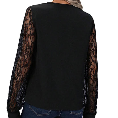 Dames haut élégant avec des détails en dentelle et décolleté en V Chic und Stil