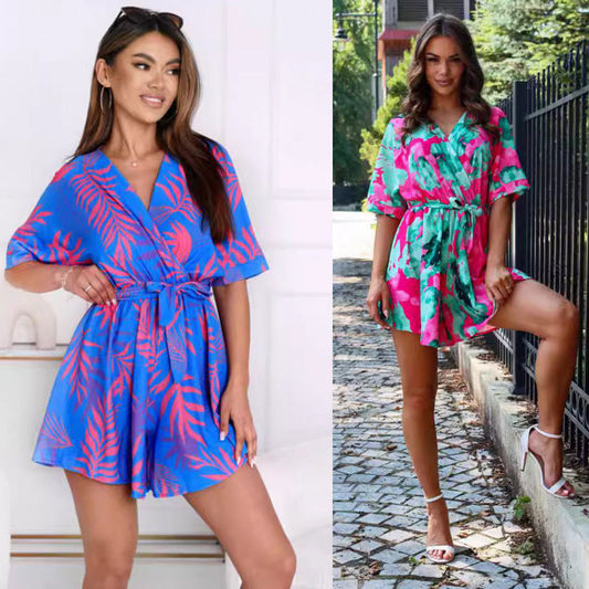 Dames Robe portefeuille imprimé tropical Chic und Stil