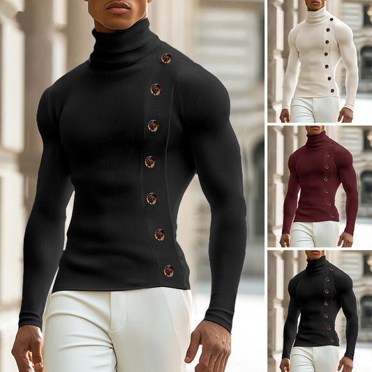 Pull à col roulé à manches longues pour femmes avec détails en boutons Chic und Stil