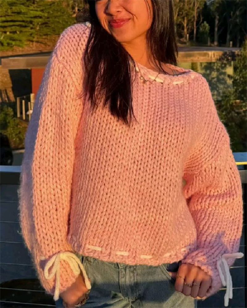 Pull en gros tricot pour femmes avec des détails ludiques et une coupe décontractée Chic und Stil