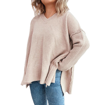 Pull en V décontracté pour femmes avec des détails en côtes stylés Chic und Stil