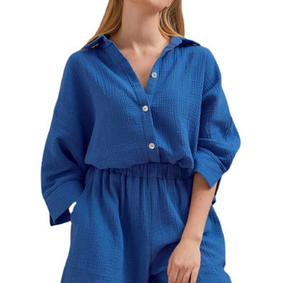 Dames combinaison courte décontractée à coupe ample et détails de bouton Chic und Stil