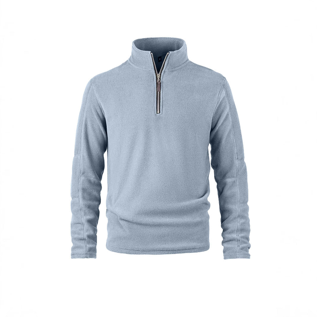 Fleece pullover for men with a high collar and practical zip details Chic and Style