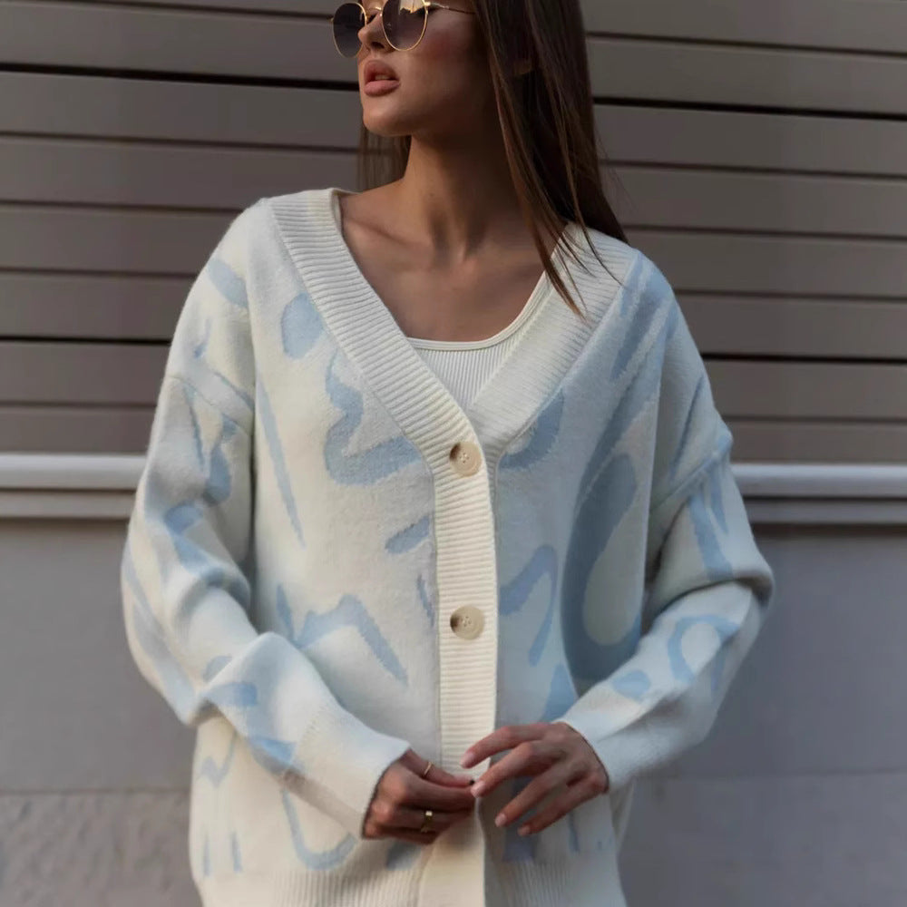 Dames cardigan en tricot doux avec motif graphique moderne Chic und Stil