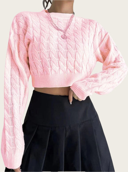 Pull over court en laine douce pour femmes avec motif torsadé Chic und Stil