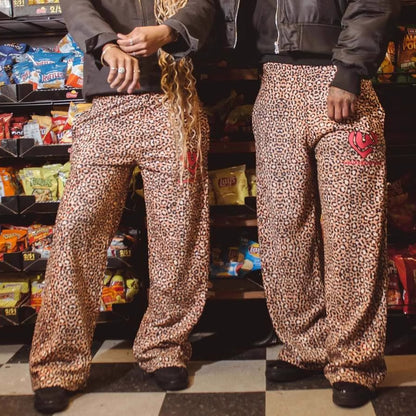 Pantalon de loisirs féminin à motif léopard avec coupe décontractée Chic und Stil