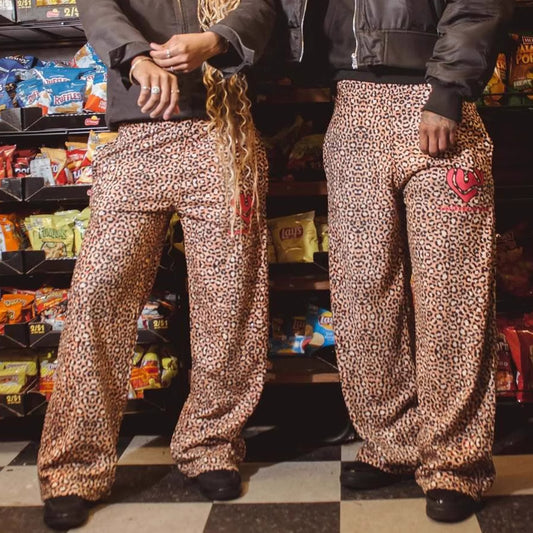 Pantalon de loisirs féminin à motif léopard avec coupe décontractée Chic und Stil