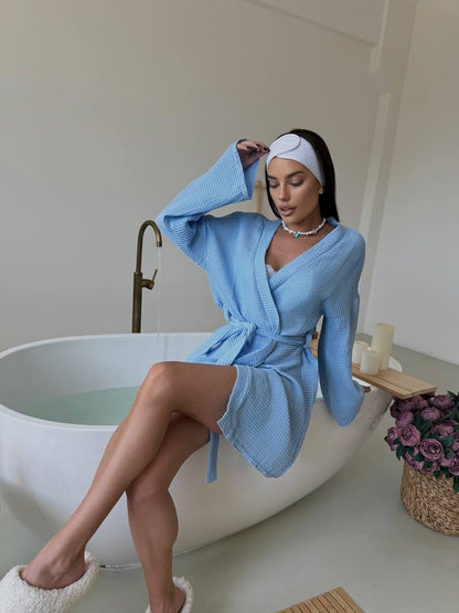 Ladies terry waffle robe Chic und Stil