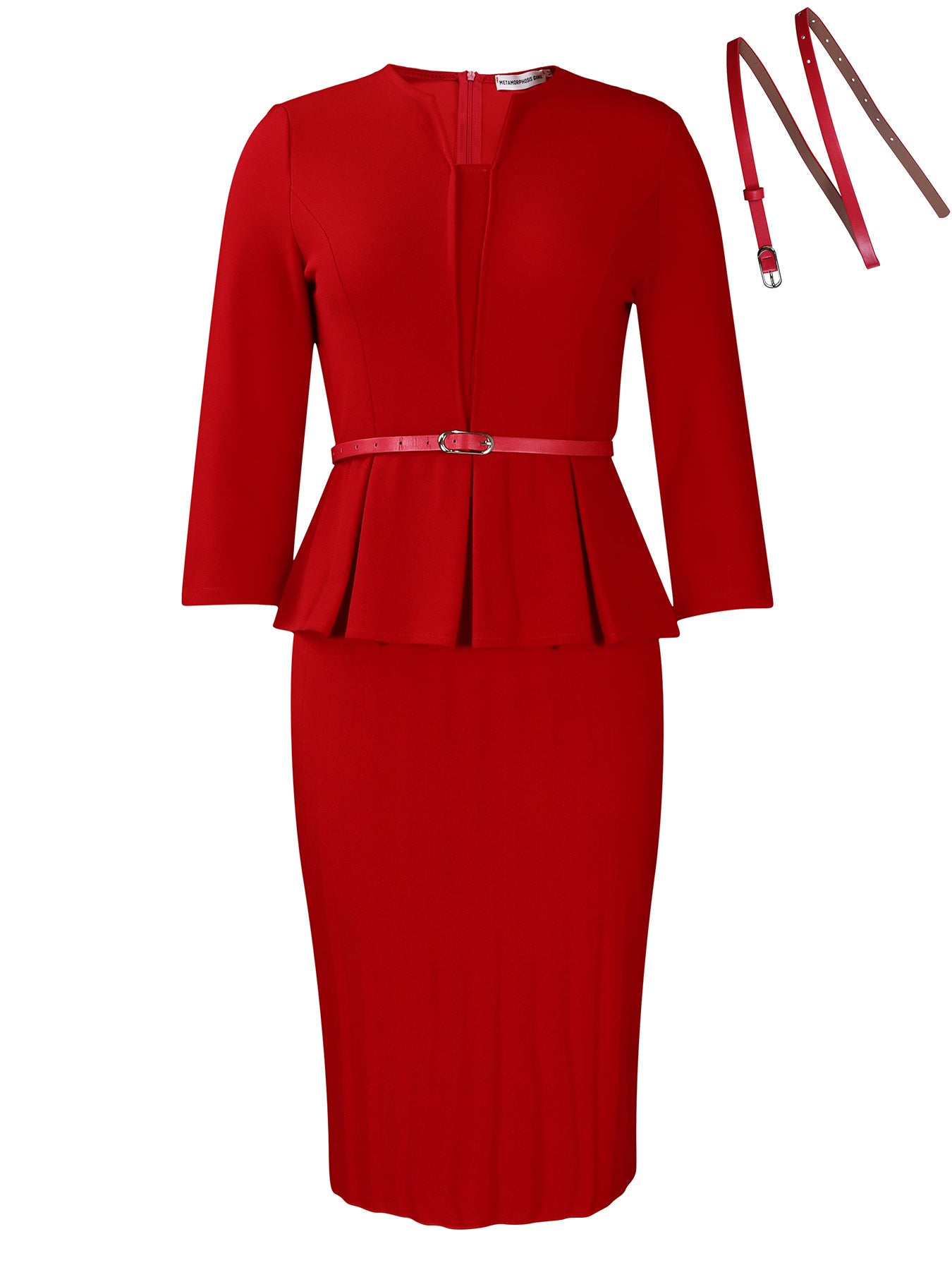 Robe peplum élégante pour femmes avec ceinture à la taille intégrée et jupe structurée Chic und Stil