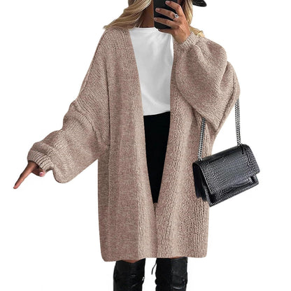 Oversized knitted coat for women with open front and long sleeves Chic and Style