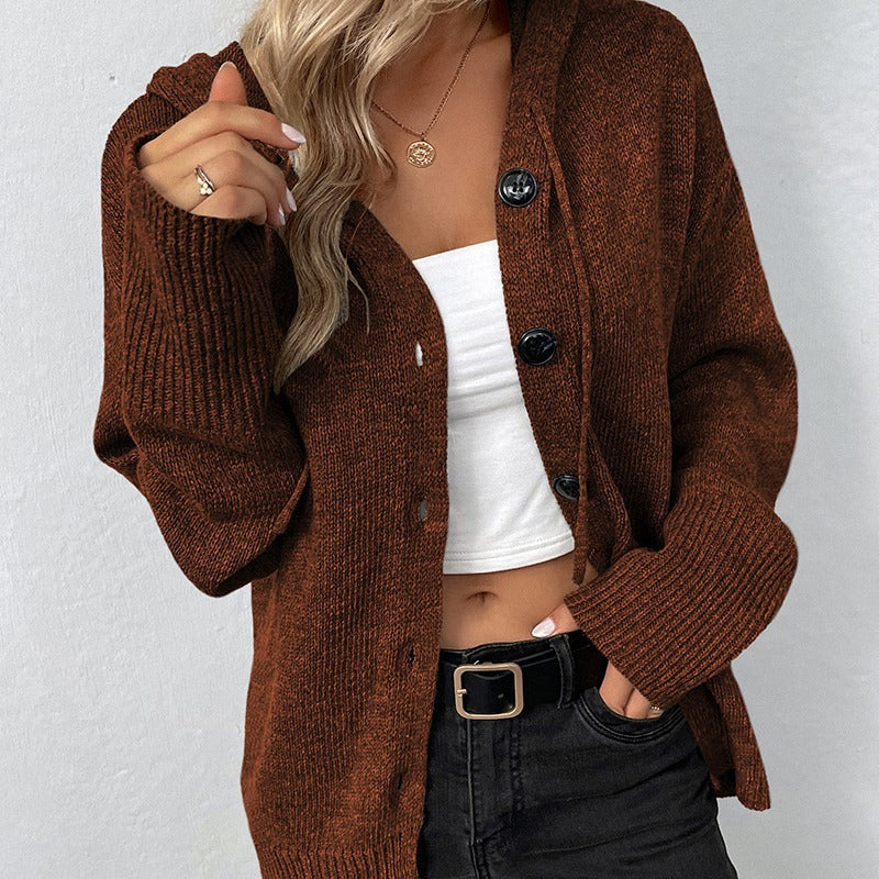 Dame cardigan avec capuche et détails de boutons décoratifs Chic und Stil