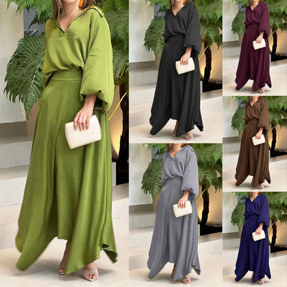 Robe maxi élégante pour dames avec coupe fluide et décolleté en V de haute qualité Chic und Stil