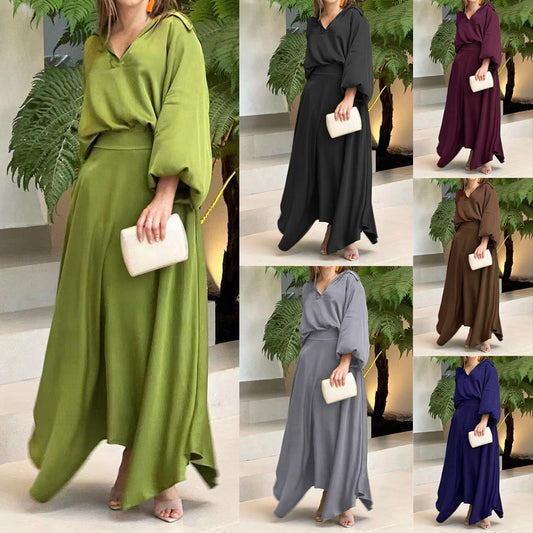 Robe maxi élégante pour dames avec coupe fluide et décolleté en V de haute qualité Chic und Stil