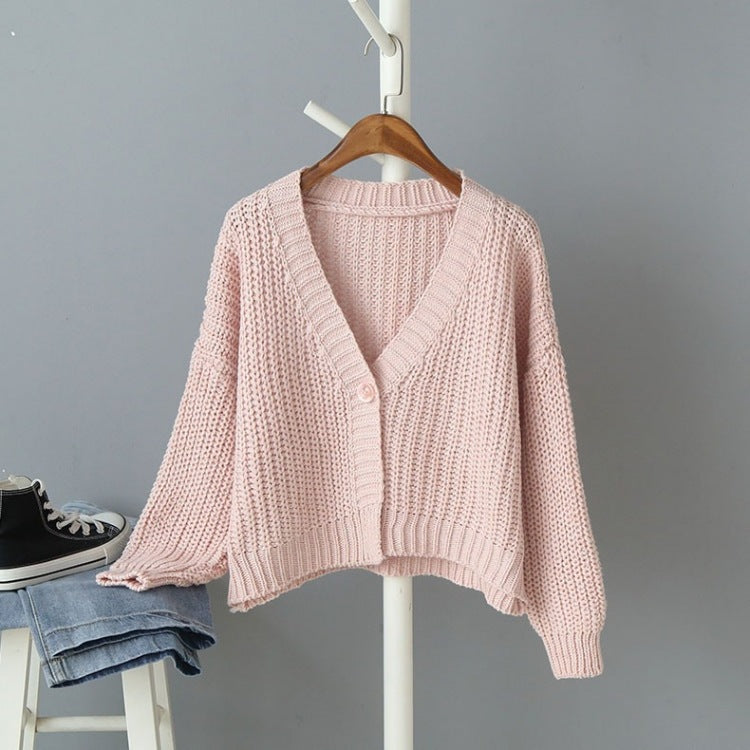 Dames Gros Pull Cardigan avec Col en V et Détail Bouton Chic und Stil