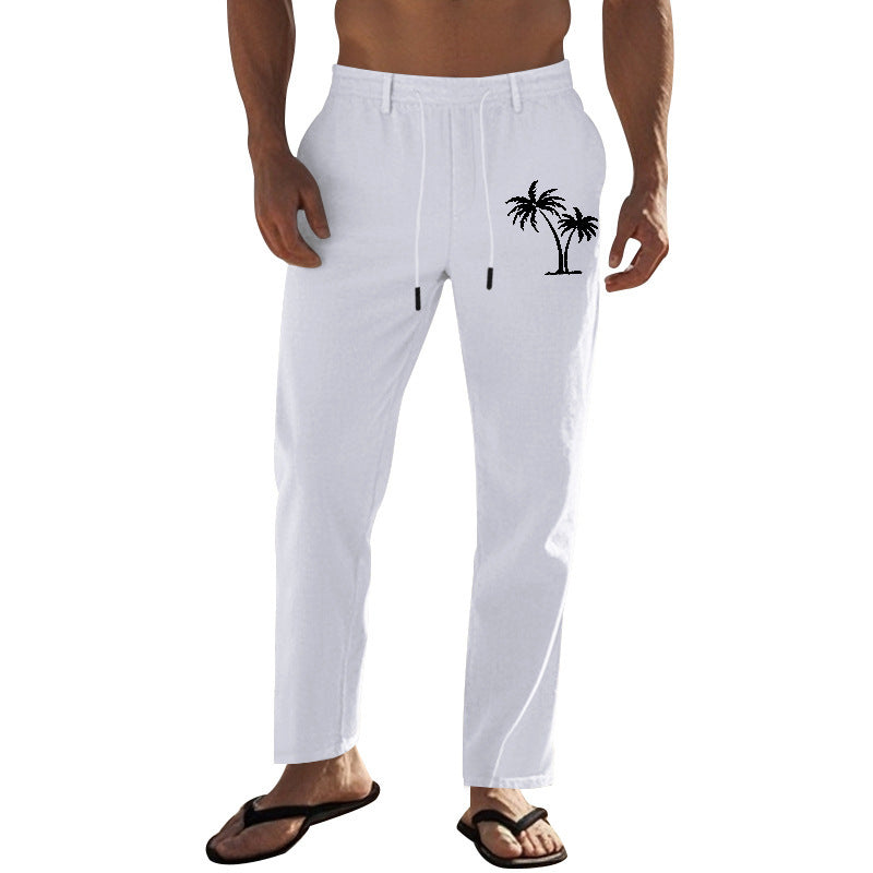 Casual pants for men with elastic waist and contrasting palm print Chic and Style