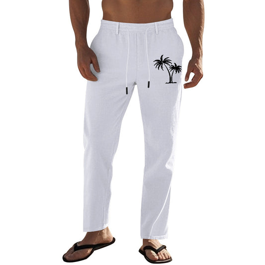 Casual pants for men with elastic waist and contrasting palm print Chic and Style