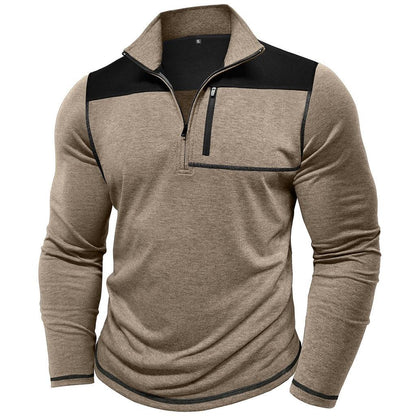 Pull over demi-zip sportif pour hommes avec poche poitrine pratique Chic und Stil