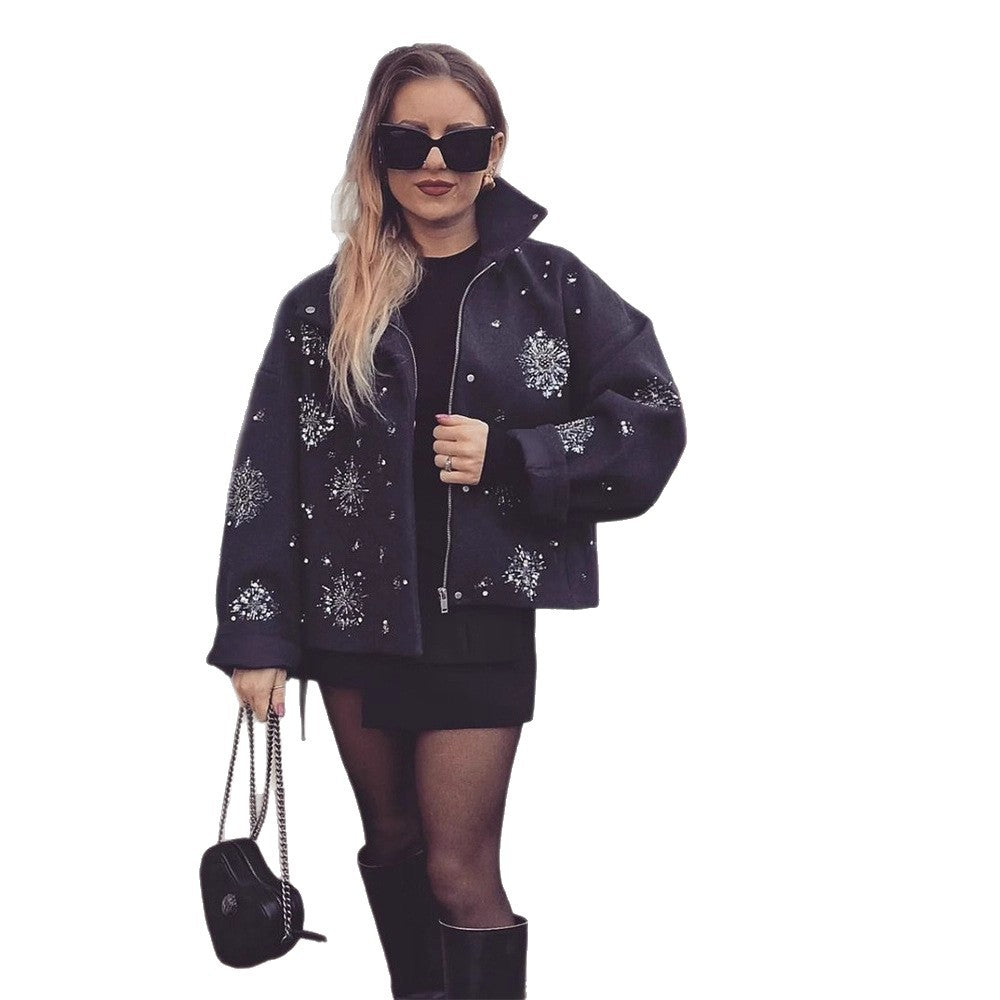 Dames Élégante veste d'hiver brodée Chic und Stil