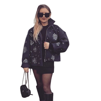 Dames Élégante veste d'hiver brodée Chic und Stil