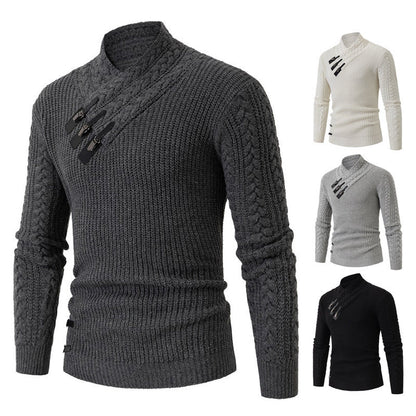 Pull en tricot pour hommes avec col asymétrique et zipper décoratif Chic und Stil
