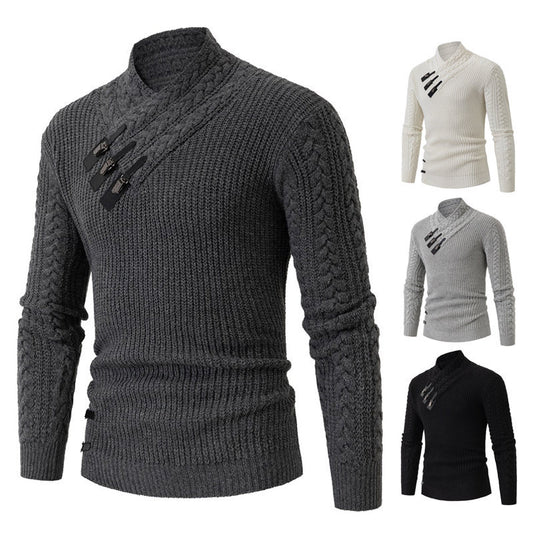 Pull en tricot pour hommes avec col asymétrique et zipper décoratif Chic und Stil