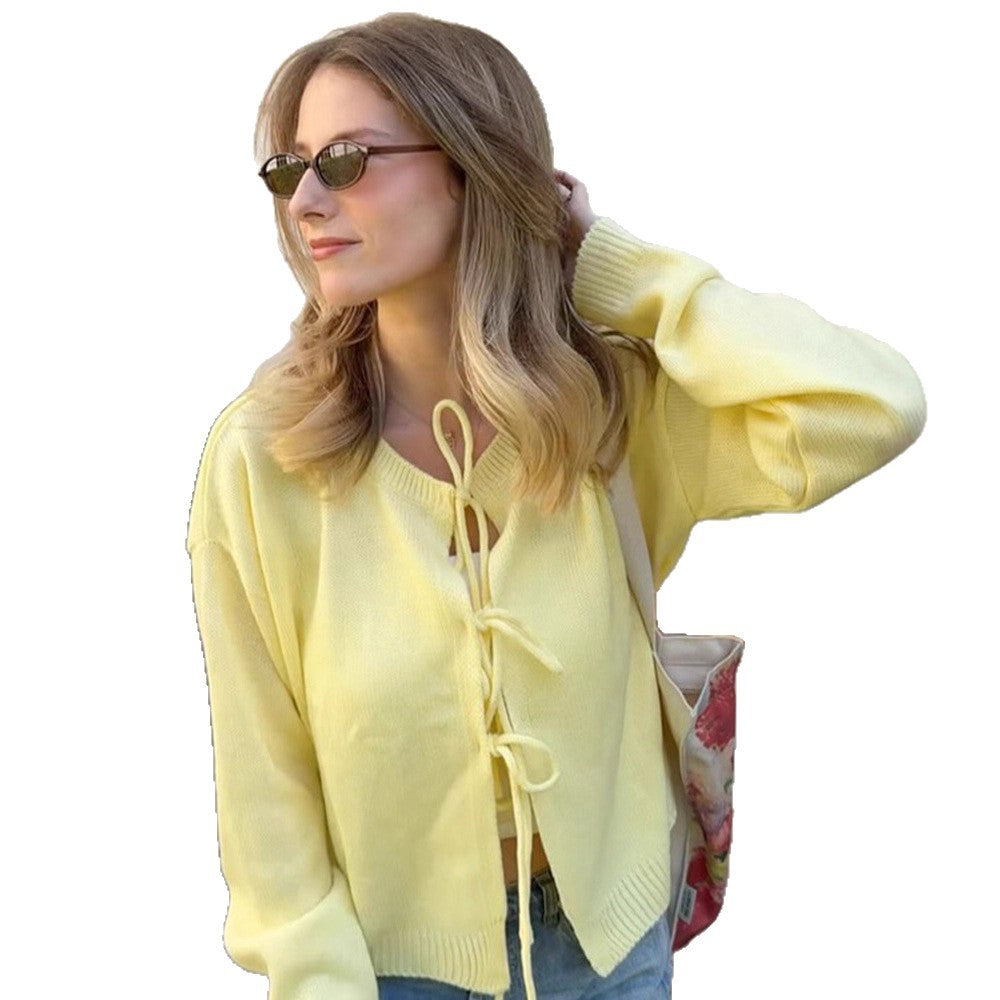 Dames cardigan en tricot léger avec lien décoratif Chic und Stil