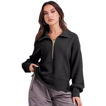 Pull décontracté pour femmes avec col montant et fermeture éclair Chic und Stil