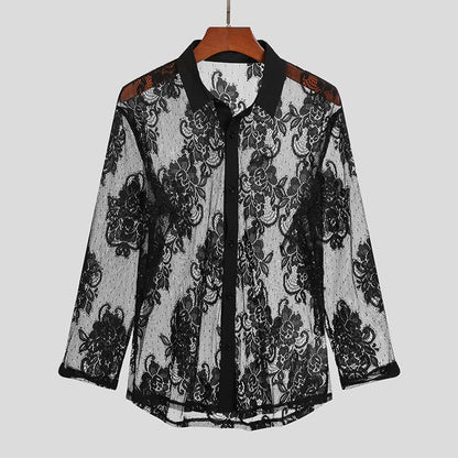 Blouse transparente pour dames avec motif floral en dentelle Chic und Stil