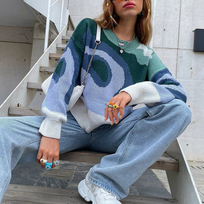 Dames Pull à la mode avec des couleurs créatives et un tricot doux Chic und Stil