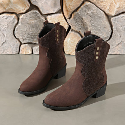 Bottes de cowboy à la mode pour femmes avec des détails élégants et un talon bloc robuste Chic und Stil