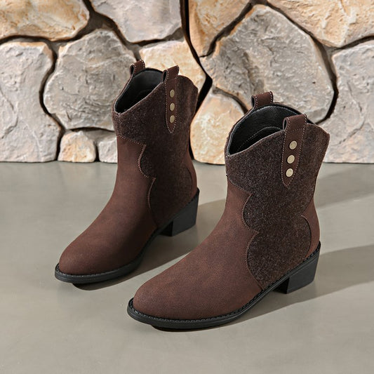 Bottes de cowboy à la mode pour femmes avec des détails élégants et un talon bloc robuste Chic und Stil
