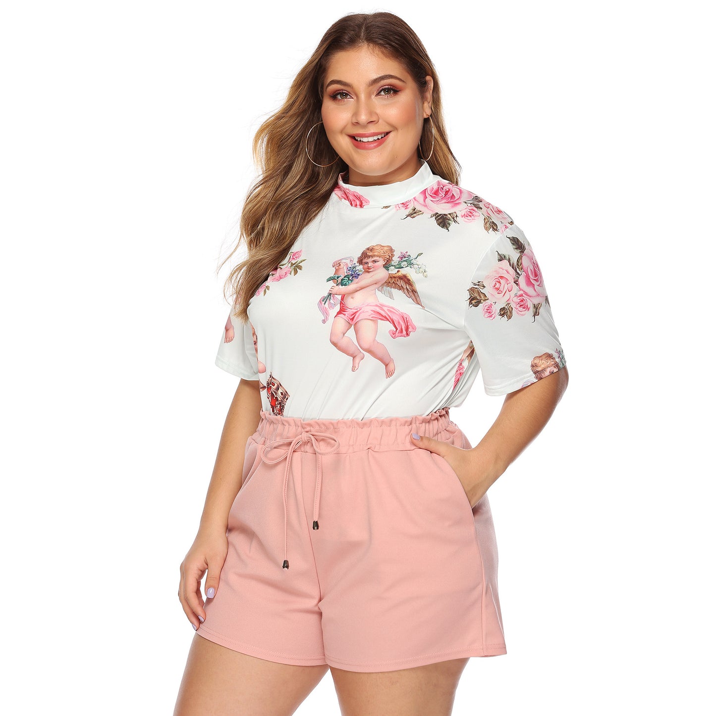 Ensemble haut décontracté à imprimé floral et shorts pour femmes Chic und Stil