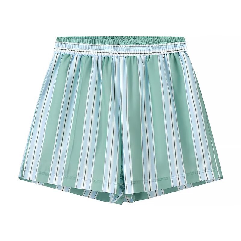 Shorts de plage pour dames avec un motif rayé tendance et une taille élastique Chic und Stil