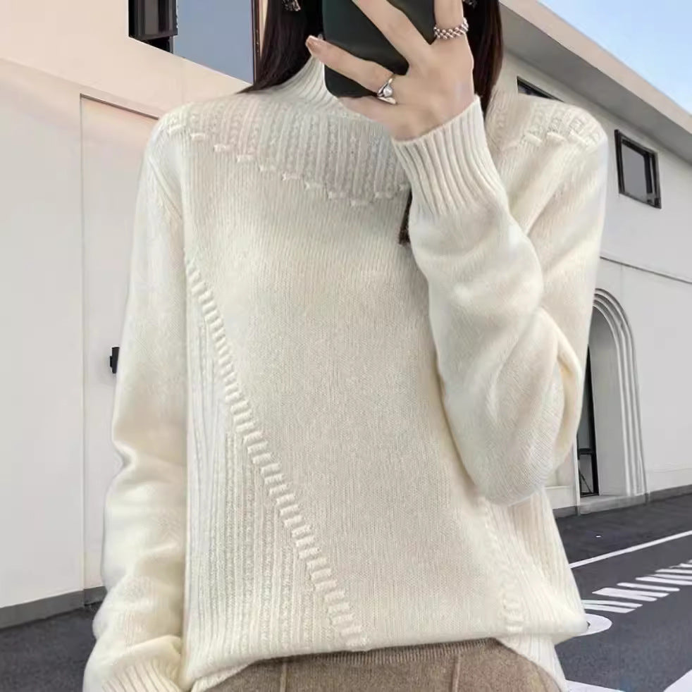 Pull en tricot pour femmes avec col montant élégant et design structuré Chic und Stil