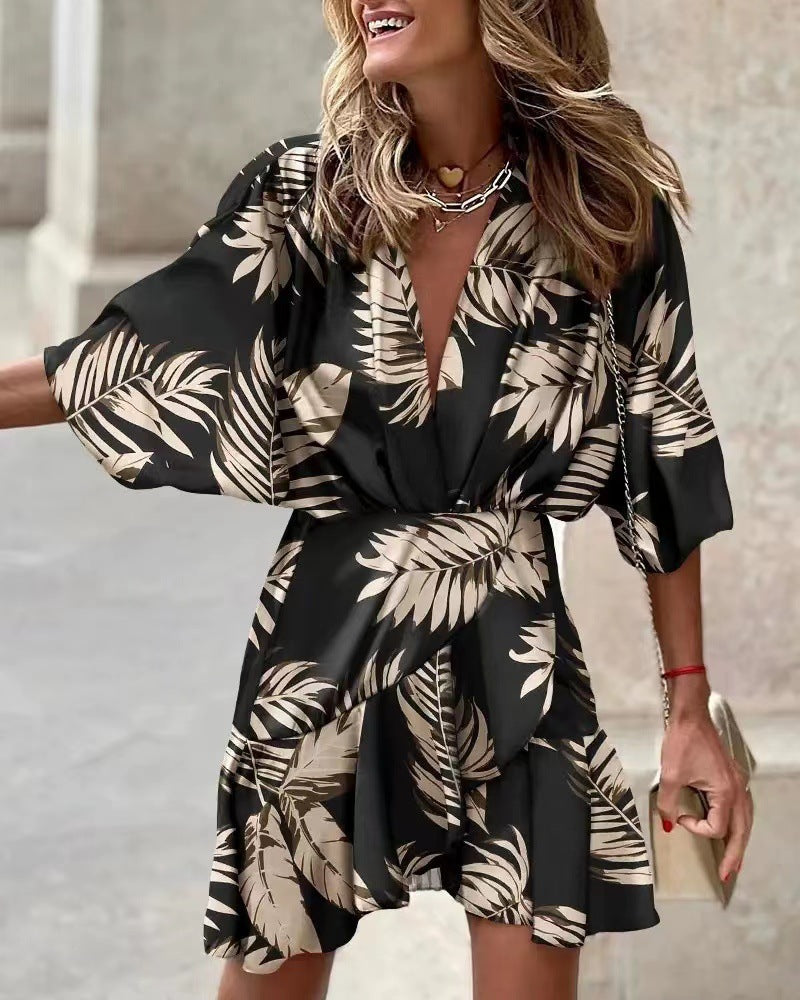 Dames Robe courte minimaliste à manches courtes Chic und Stil