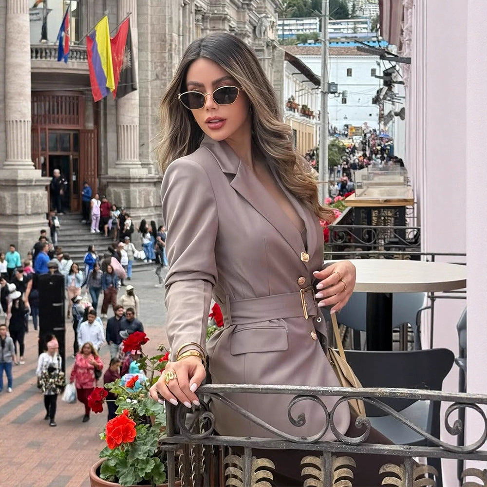 Dames blazer élégant cintré avec ceinture Chic und Stil