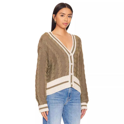 Cardigan décontracté en tricot pour femmes avec décolleté en V profond et une structure de motif en torsade caractéristique Chic und Stil