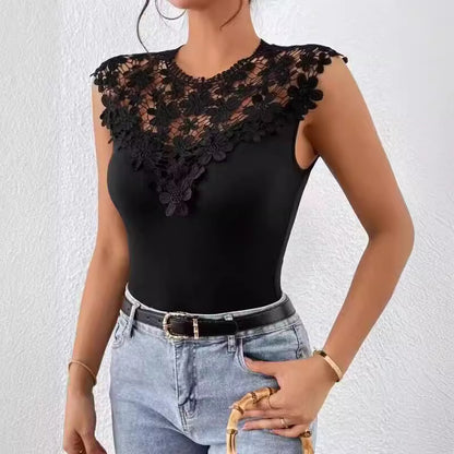 Dames Floral Dentelle Décorée Bodysuit Chic und Stil