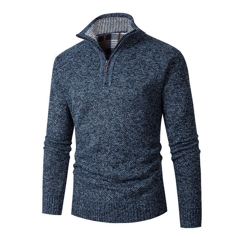 Pullover for men with high collar and practical zipper Chic und Stil