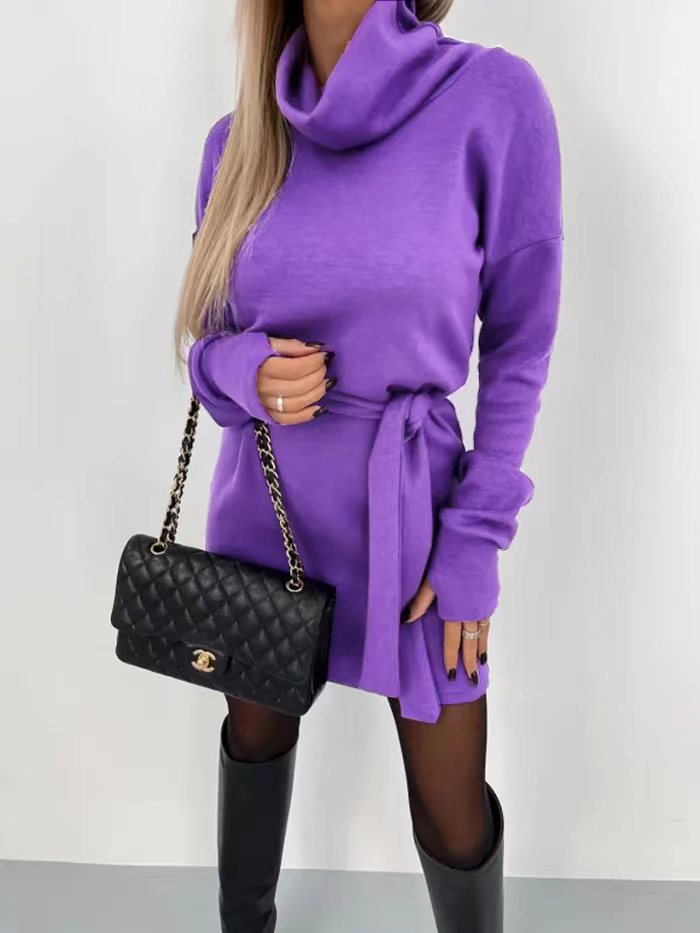 Robe mini à col drapé pour femmes Chic und Stil