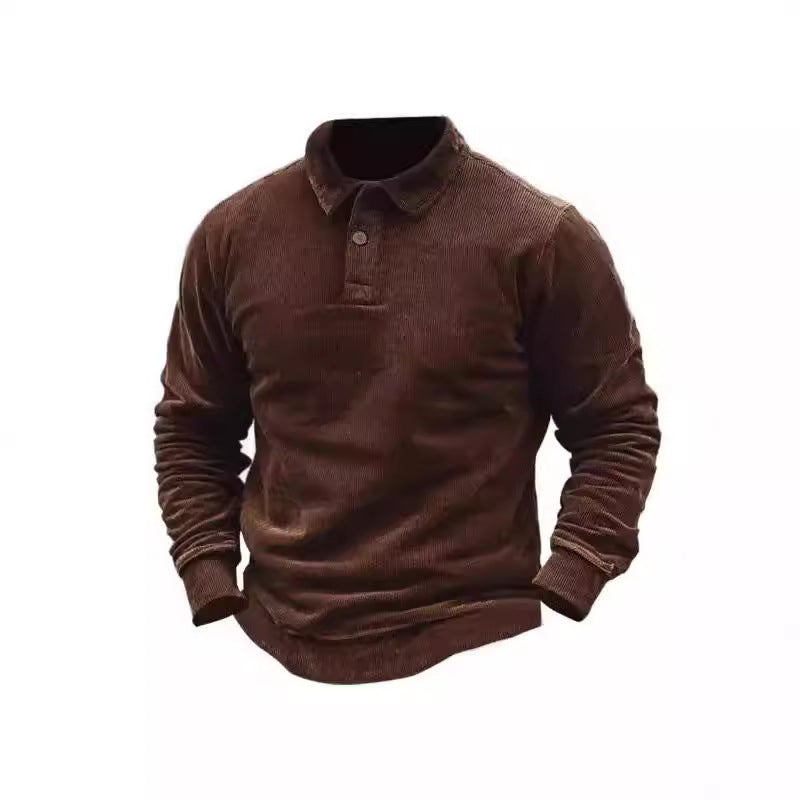 Chemise polo en corduroy pour hommes avec patte de boutonnage et col classique Chic und Stil