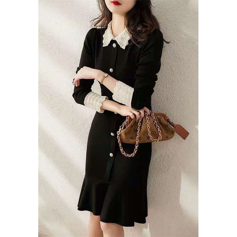 Robe élégante pour femme à boutons avec ourlet en volants Chic und Stil
