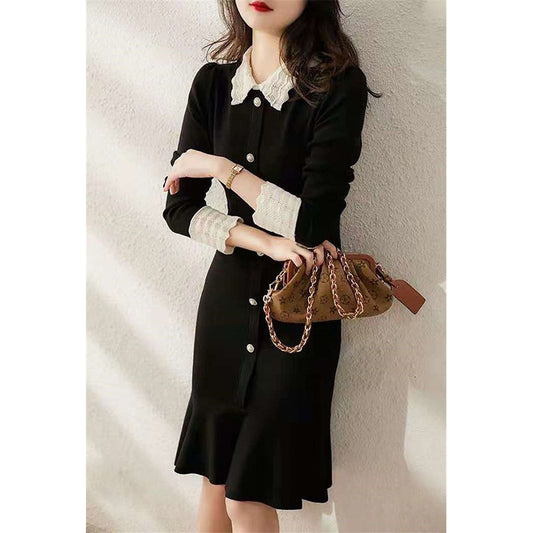 Robe élégante pour femme à boutons avec ourlet en volants Chic und Stil