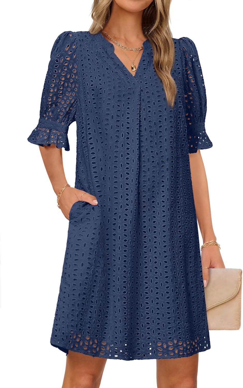 Robe d'été fluide pour femme avec des détails en dentelle élégants Chic und Stil