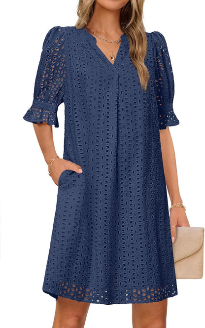 Robe d'été fluide pour femme avec des détails en dentelle élégants Chic und Stil