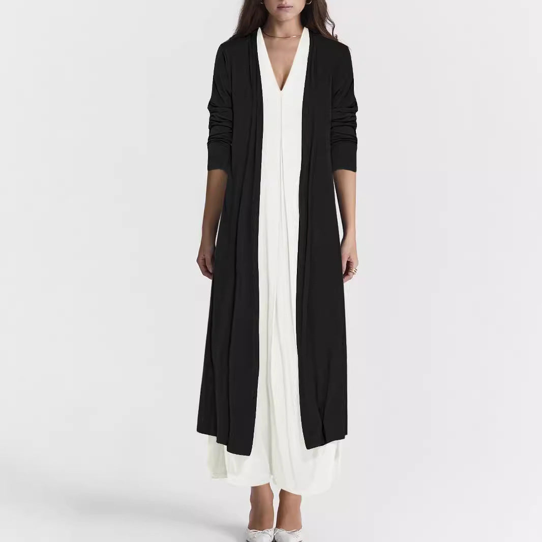 Jupe maxi aérienne pour femmes avec décolleté en V élégant et coupe fluide Chic und Stil